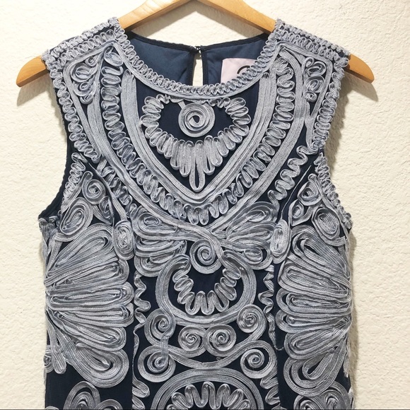 NWOT JS Collections Soutache Midi Dress Navy Sky - Picture 10 of 14